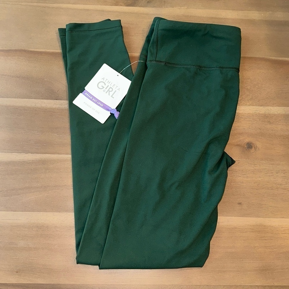 New ATHLETA Girl High Rise Powervita Chit Chat Tight Size 16 green